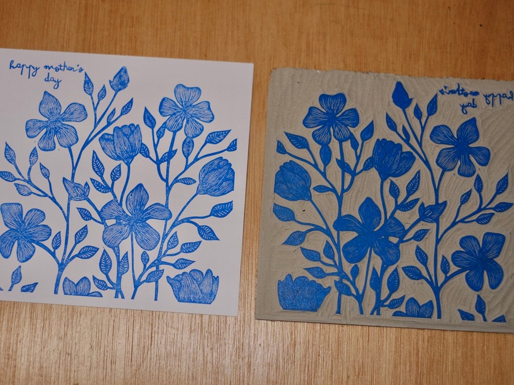 Linoprint Mother's Day Card